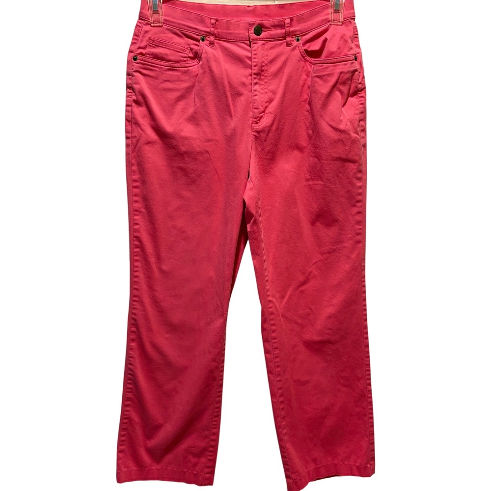 Talbots‎ Stretch Pink Straight Leg Pants Womens 8 Cotton Lycra Spandex Mid Rise